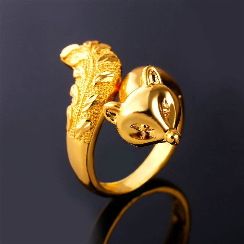 Gold Plated Fox Ring