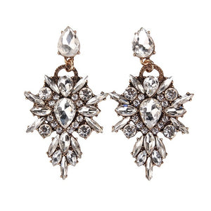 Colorful Flower Luxury Starburst Pendant Crystal Stud Earrings