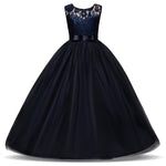 5-14 Years Girl's Tulle Lace Long Dress