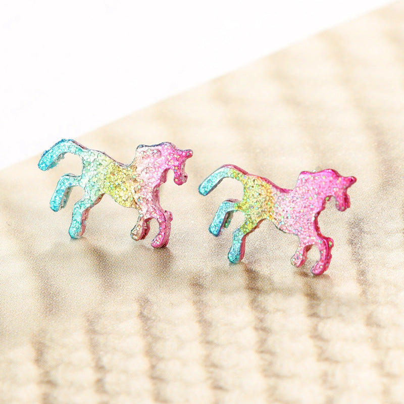 Shocking Colorful Glitter Unicorn Earrings