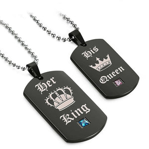 HANDMADE HER KING HIS QUEEN COUPLES NECKLACE SET