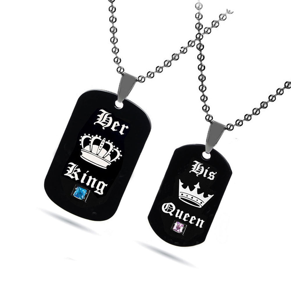 HANDMADE HER KING HIS QUEEN COUPLES NECKLACE SET