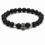 Black Beads Natural Stones Skull Bracelet