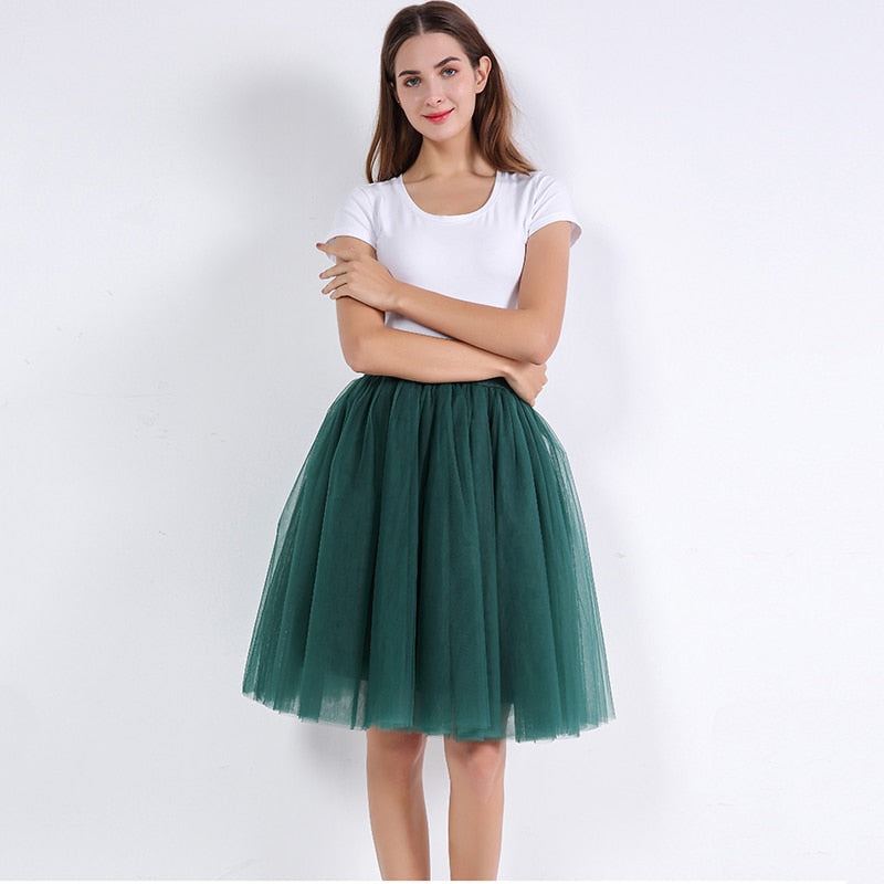 5 Layers 60cm Women's Princess Midi Tulle Skirt
