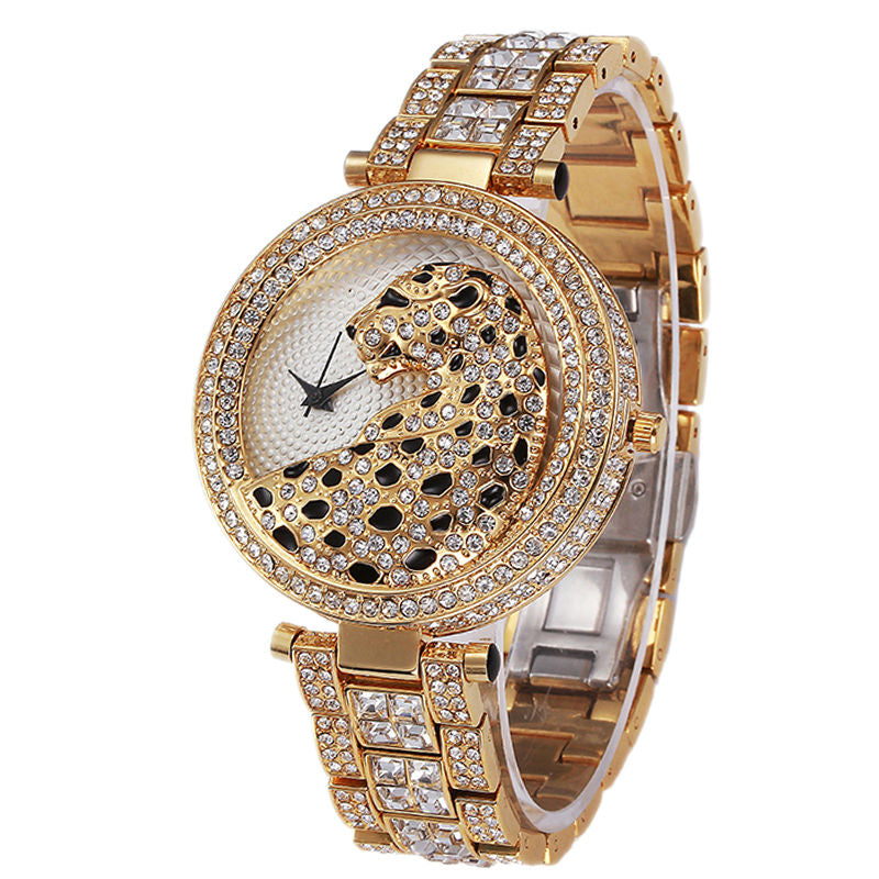 THE GOLD STYLE RHINESTONE ULTRA LEOPARD WATCH (HIGH QUALITY)