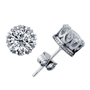 Crystal Zircon Gold Stud Earrings