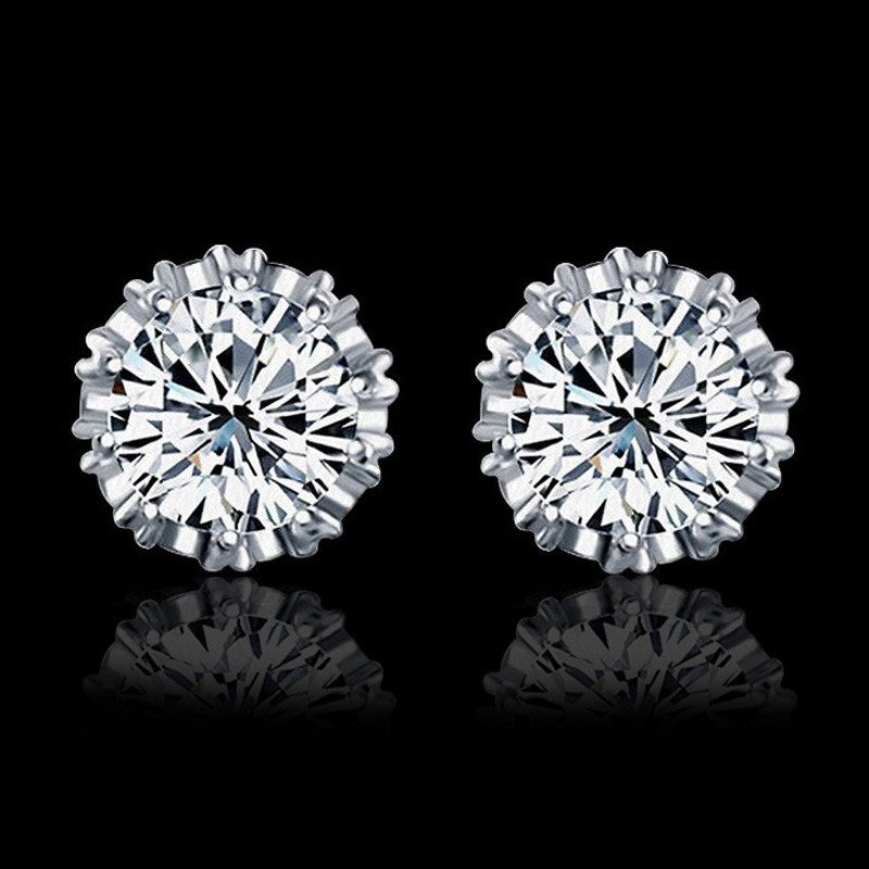 Crystal Zircon Gold Stud Earrings