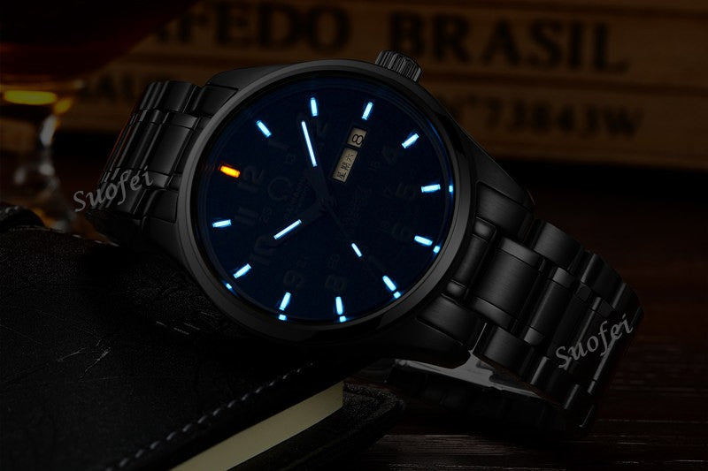 LUMINOUS STAINLESS STEEL WATERPROOF WATCH
