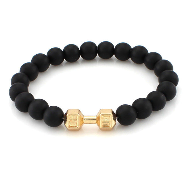 **FREE** Ultra Black Beaded Golden Dumbbell Bracelet