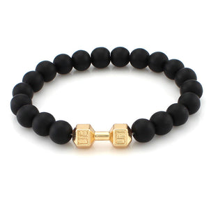 **FREE** Ultra Black Beaded Golden Dumbbell Bracelet