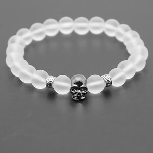 Black Beads Natural Stones Skull Bracelet