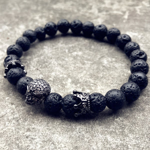 Bead Strand Lave Skull Bracelet