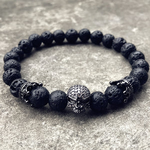 Bead Strand Lave Skull Bracelet
