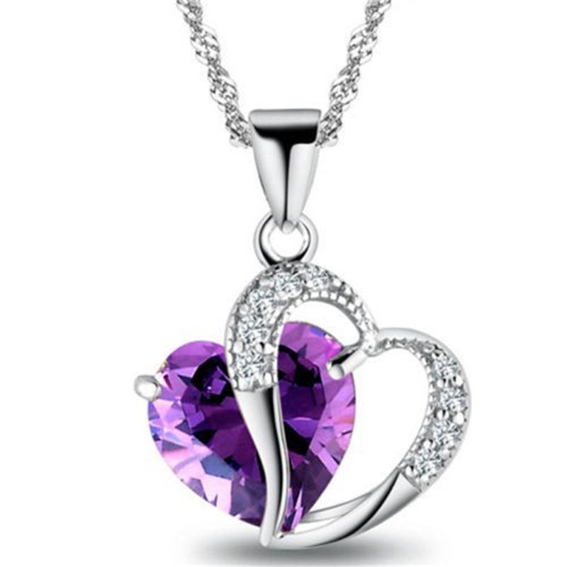 CLASSIC MYSTIC CRYSTAL HEART NECKLACE (9PCS)