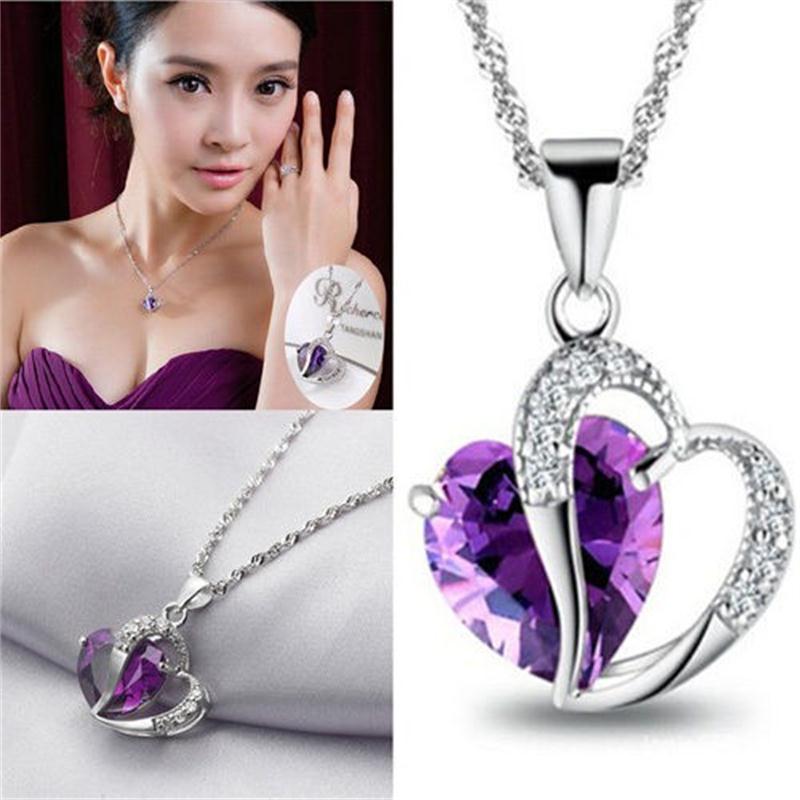 CLASSIC MYSTIC CRYSTAL HEART NECKLACE (9PCS)