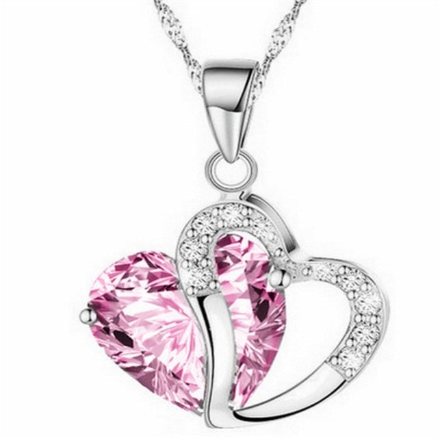 CLASSIC MYSTIC CRYSTAL HEART NECKLACE (9PCS)