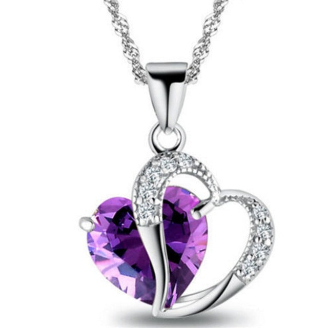 CLASSIC MYSTIC CRYSTAL HEART NECKLACE (9PCS)