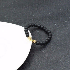 **FREE** Ultra Black Beaded Golden Dumbbell Bracelet