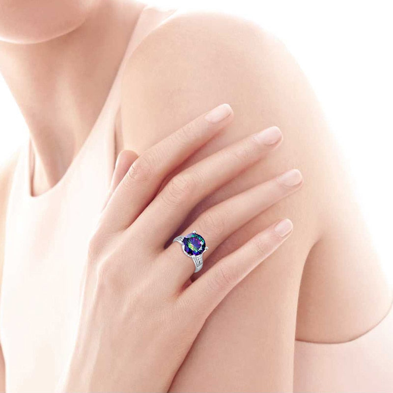 ULTRA MYSTICAL RAINBOW BEJEWELED STERLING SILVER RING