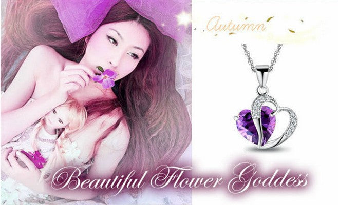 CLASSIC MYSTIC CRYSTAL HEART NECKLACE (9PCS)