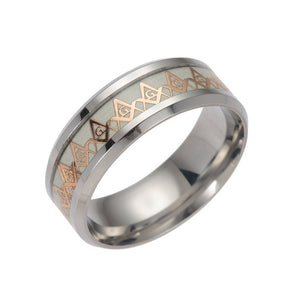 THE LUMINOUS DARK MASONIC STAINLESS STEEL RING