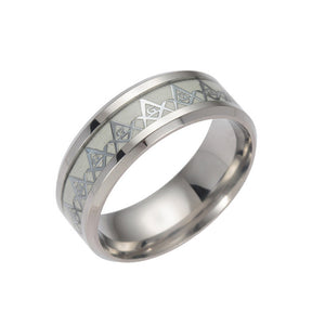 THE LUMINOUS DARK MASONIC STAINLESS STEEL RING