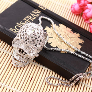 COOL RHINESTONE SKULL NECKLACE