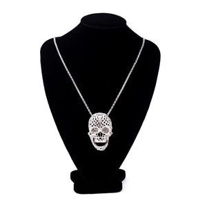COOL RHINESTONE SKULL NECKLACE