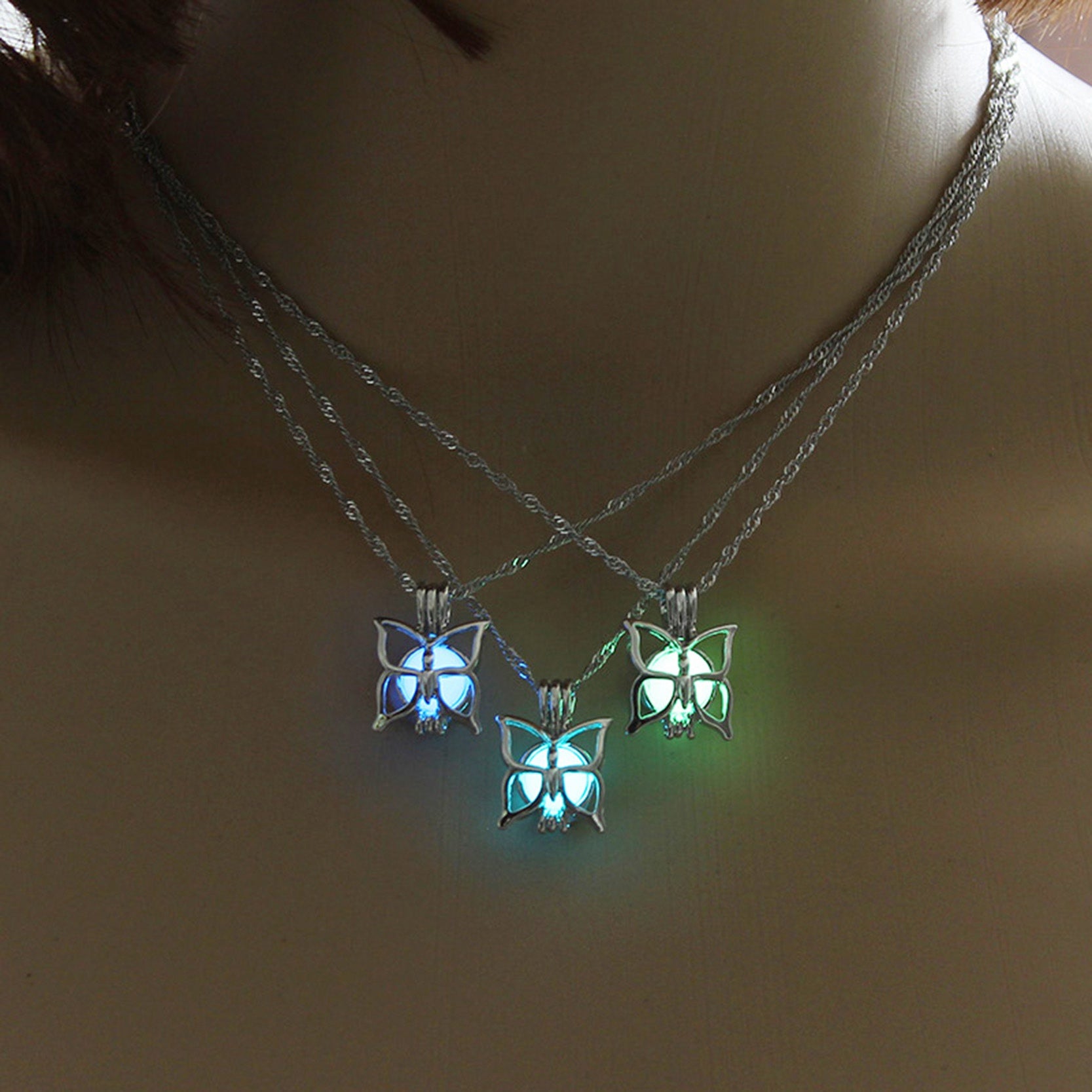 GLOW IN THE DARK BUTTERFLY NECKLACE