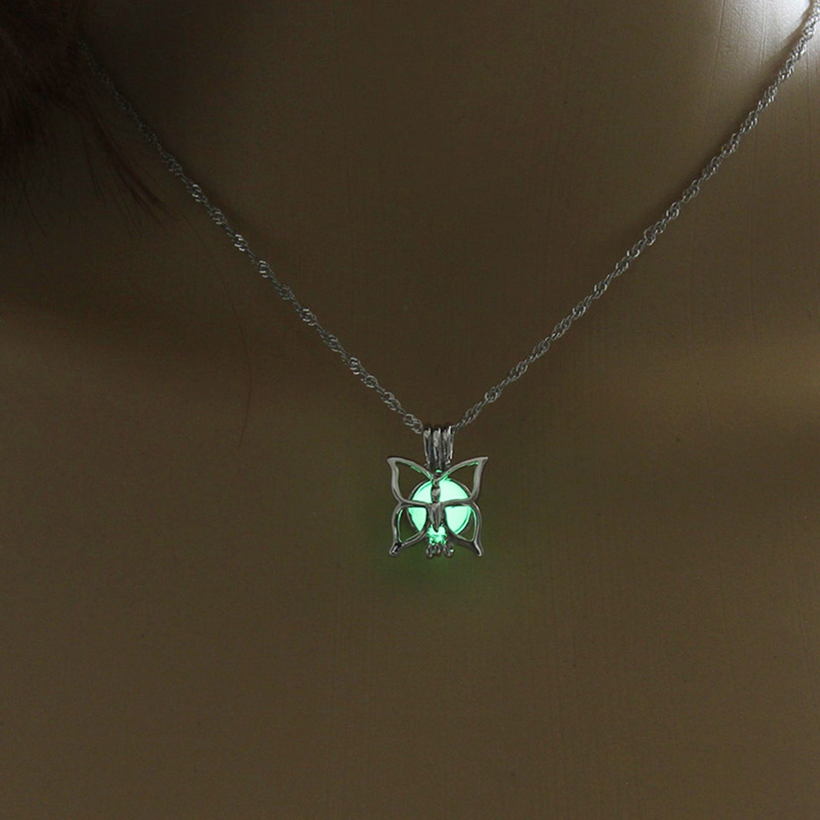 GLOW IN THE DARK BUTTERFLY NECKLACE