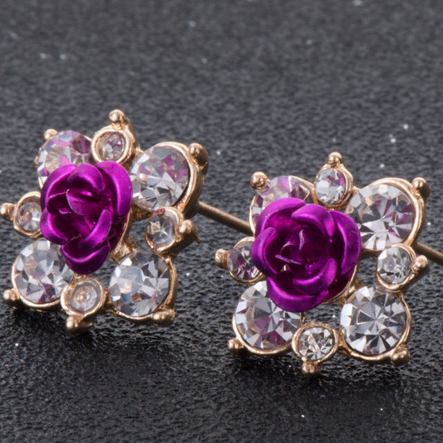 New Rhinestone Crystal Silver Stud Earrings