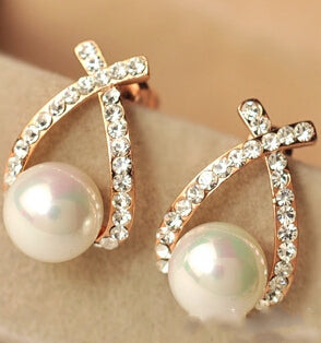 New Rhinestone Crystal Silver Stud Earrings