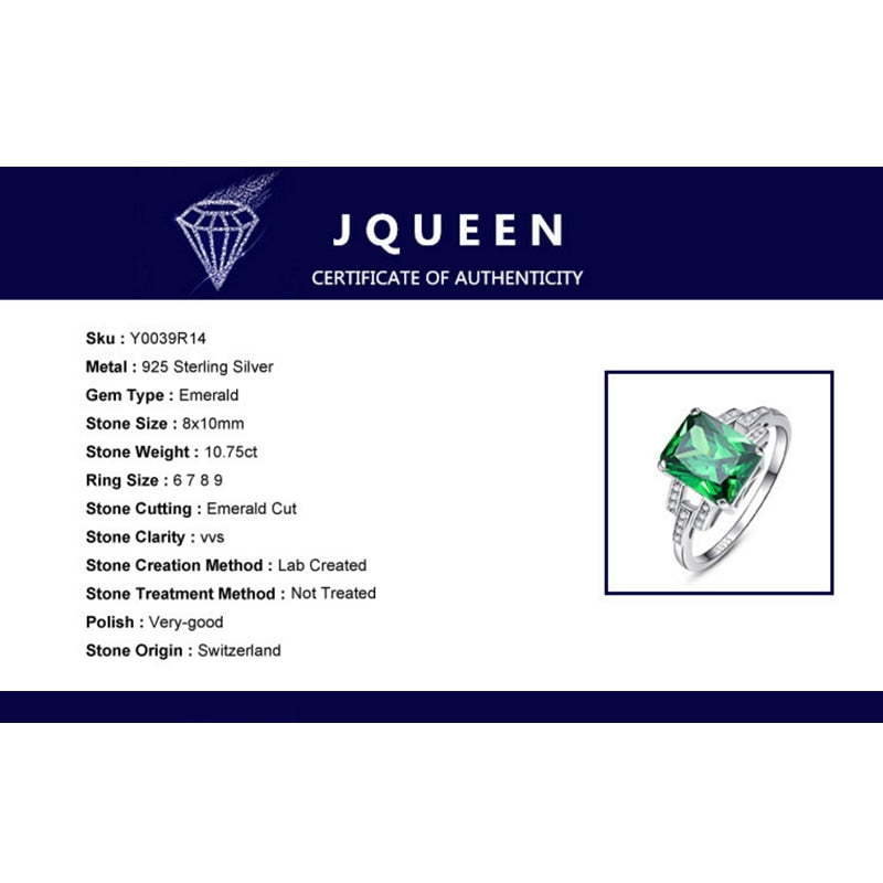 CLASSIC STERLING SOLID SILVER EMERALD RING