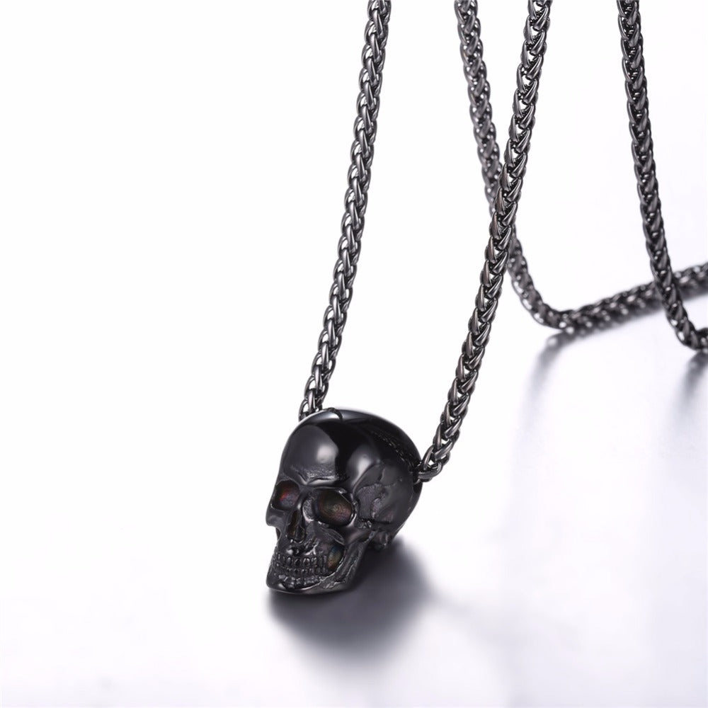 BLACK GOLD PLATED SKULL NECKLACE
