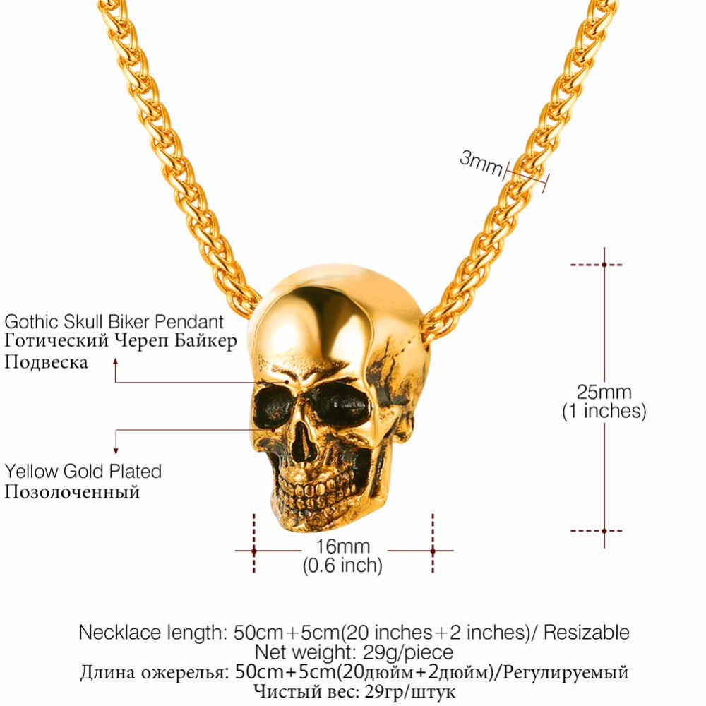 GOLD PLATED SKULL NECKLACE