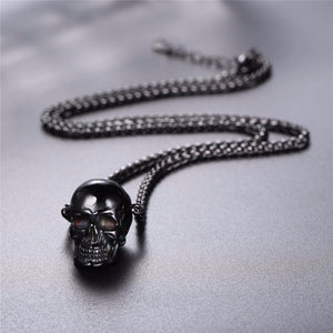 BLACK GOLD PLATED SKULL NECKLACE