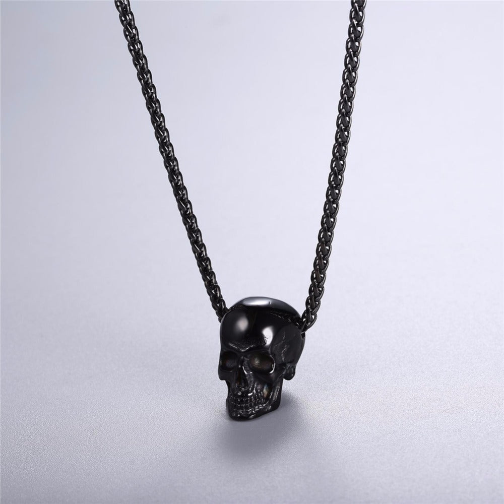 BLACK GOLD PLATED SKULL NECKLACE