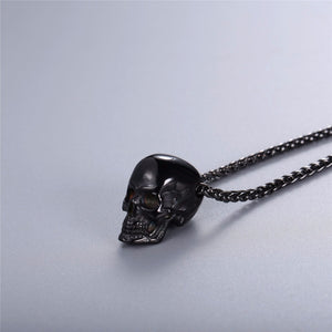 BLACK GOLD PLATED SKULL NECKLACE