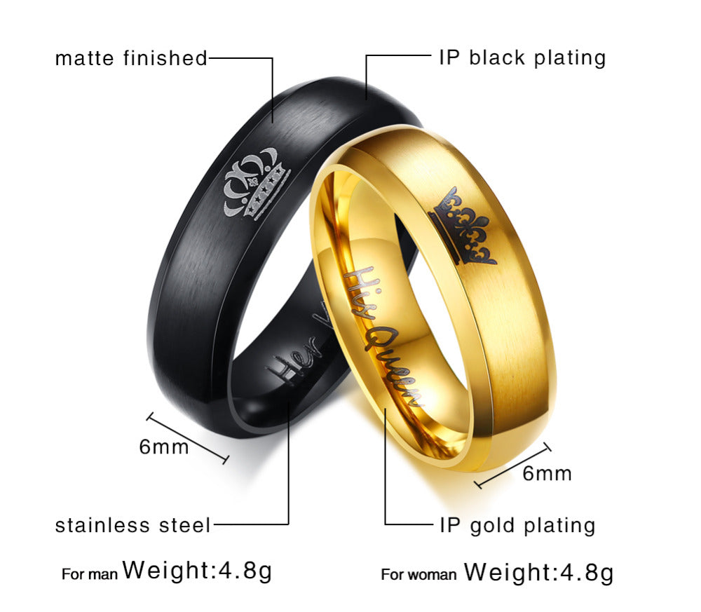 HER KING HIS QUEEN COUPLES RING SETS