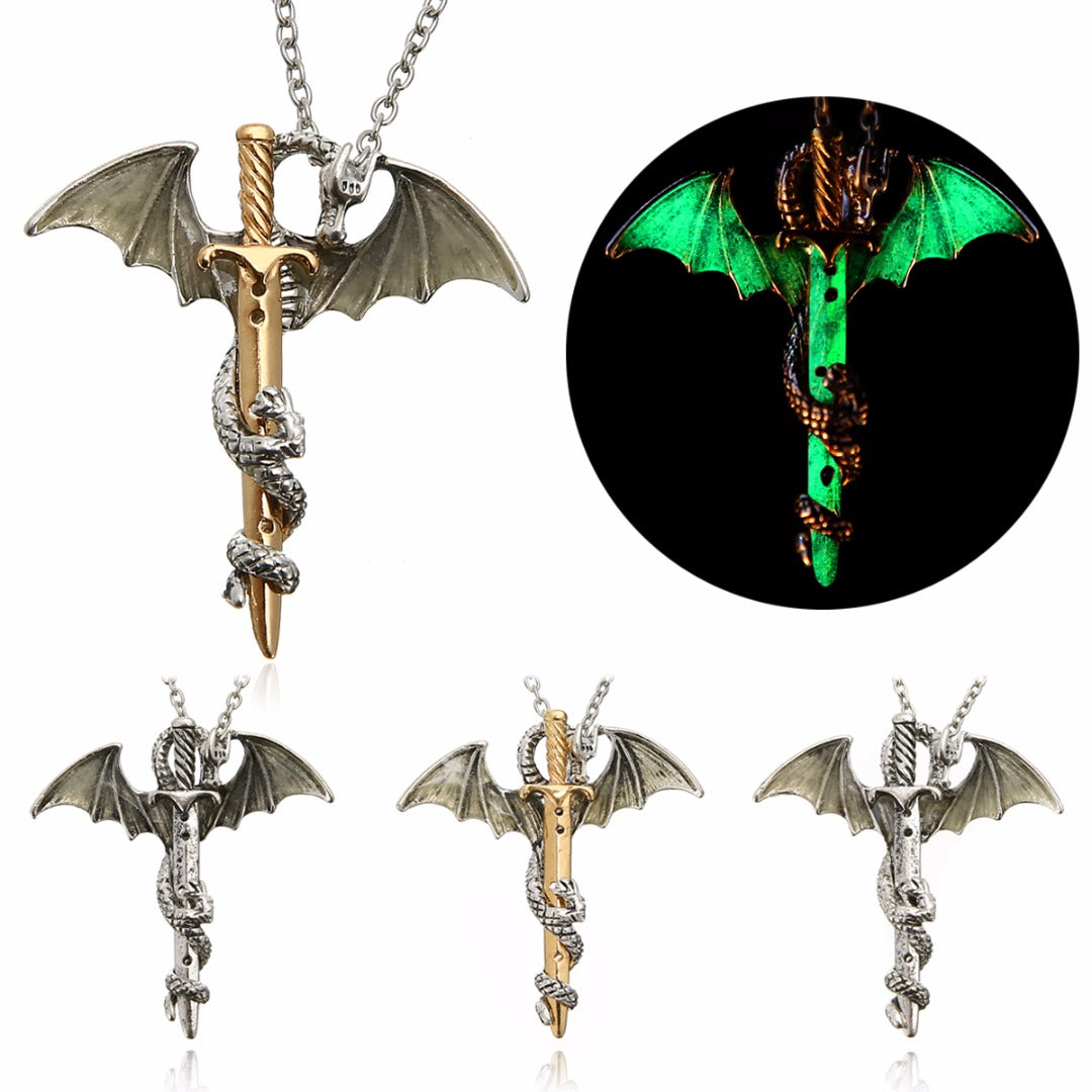 GLOW IN THE DARK DRAGON SWORD NECKLACE