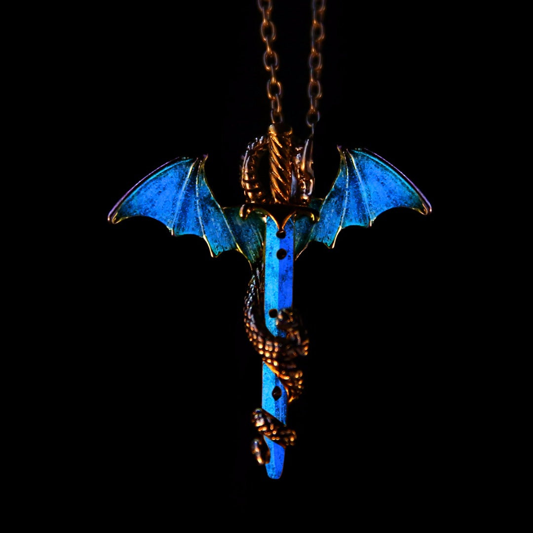 GLOW IN THE DARK DRAGON SWORD NECKLACE