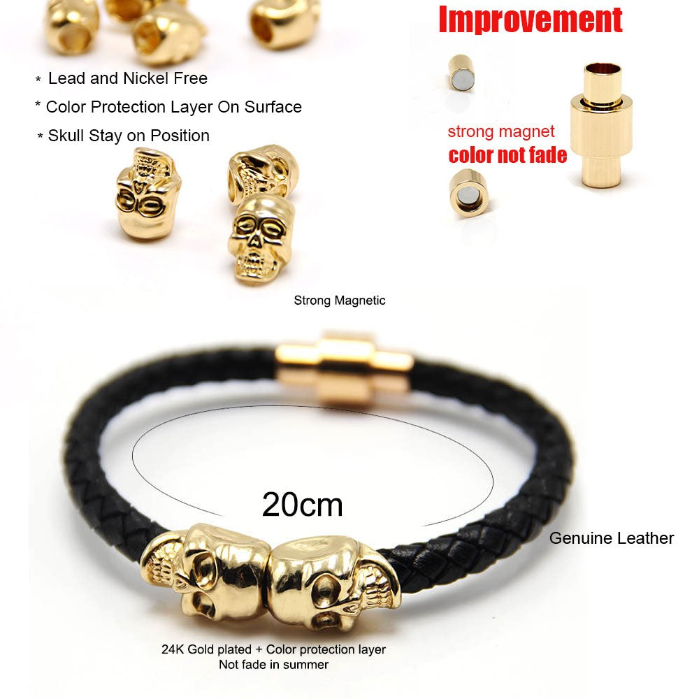 Double Gold Skull Bracelet