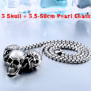 Stainless Steel Multi Skulls Necklace