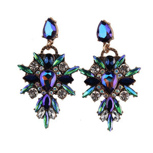 Colorful Flower Luxury Starburst Pendant Crystal Stud Earrings