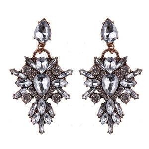 Colorful Flower Luxury Starburst Pendant Crystal Stud Earrings