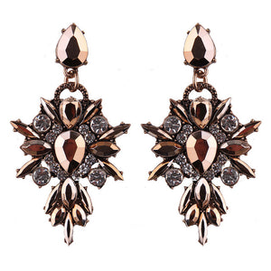 Colorful Flower Luxury Starburst Pendant Crystal Stud Earrings