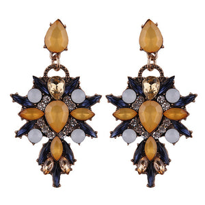 Colorful Flower Luxury Starburst Pendant Crystal Stud Earrings