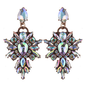 Colorful Flower Luxury Starburst Pendant Crystal Stud Earrings