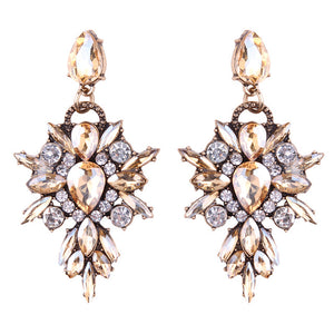 Colorful Flower Luxury Starburst Pendant Crystal Stud Earrings