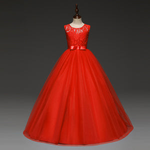 5-14 Years Girl's Tulle Lace Long Dress